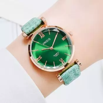 JINGIS Korean Fashion Leisure Travel Exquisite Ladies Quartz Watch зелёный