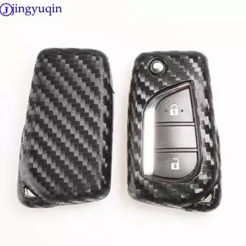 jingyuqin 2/3 кнопки дистанционного углеродного силикона автомобильный ключ чехол для Toyota Auris Corolla Avensis Verso Yaris Aygo Scion TC IM 2015 2016 кенийский медный