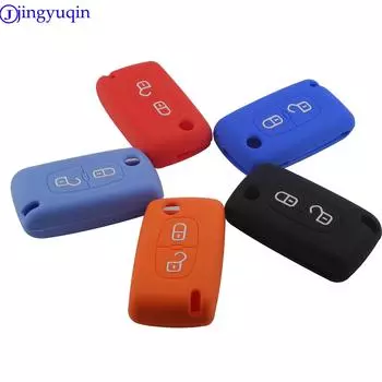 jingyuqin 2 кнопки дистанционного складного ключа силиконовый для PEUGEOT 207 307 308 407 408 для Citroen C3 C4 C4L C5 C6 защитный чехол чёрный