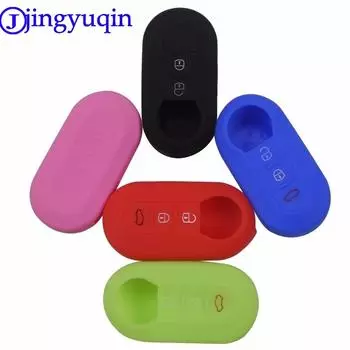 jingyuqin 3 Buttons Remote Flip Key Shell Blank Fob Silicone Car Key Cover Case For Fiat 500 Folding Flid Key чёрный