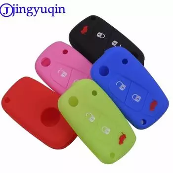 jingyuqin 3 buttons Silicone car key case cover For FIAT /Panda /Stilo /Punto /Doblo /Grande /Bravo 500 Ducato /Minibus темно-синий