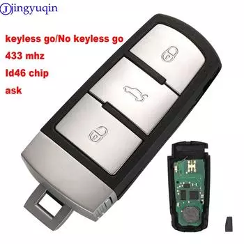 jingyuqin 3 кнопки брелок ASK 3C0959752BA ID46/ID48 чип дистанционный ключ автомобиля чехол замена 433 МГц для VW Passat CC no keyless go popstar