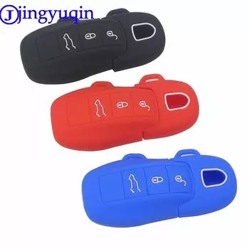jingyuqin 3 кнопки дистанционного силиконового резинового автомобильного брелока чехол наклейка для Porsche Boxster Cayman Macan Panamera Cayenne 911 чёрный