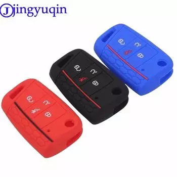 jingyuqin 4 Buttons Flid Key Silicone Fob Cover Case Skin For VW Polo 2016 2017 Golf 7 MK7 For Skoda Octavia Combi A7 чёрный