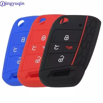 jingyuqin 4 Buttons Flid Key Silicone Fob Cover Case Skin For VW Polo 2016 2017 Golf 7 MK7 For Skoda Octavia Combi A7 чёрный