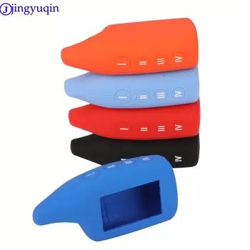 jingyuqin 4 кнопки пульта дистанционного управления силиконовый чехол двухсторонняя автомобильная сигнализация ЖК-дисплей 2015 чехол брелок чехол для M5/6/9 Scher-khan Magicar 5 чёрный