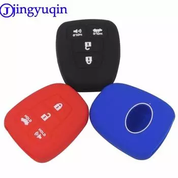 Jingyuqin Автомобильный брелок для ключей из силиконовой резины, защитный держатель для Toyota RAV-4 / Highlander / Corolla / Camry 4 кнопки флуоресцентный розовый