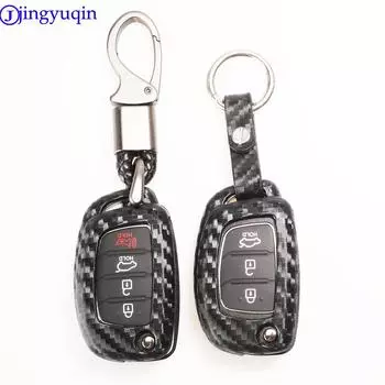 jingyuqin Carbon Silicone Key Fob Shell Cover Case For Hyundai Creta I10 I20 Tucson Elantra Santa Fe 2016 2017 2018 легкие хаки