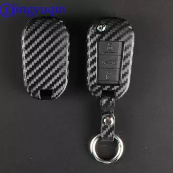 jingyuqin Carbon Silicone Remote Folding Key Case Cover for Peugeot 3008 208 308 508 408 2008 for Citroen C4 CACTUS C5 C3 C4L светло-голубой