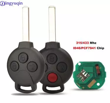 jingyuqin чехол для дистанционного ключа, брелок для бесключевого доступа, 3/4 кнопки для MERCEDES BENZ Smart Fortwo 451 FSK 434 МГц, дистанционный ключ от автомобиля 3 Buttons popstar