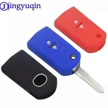 jingyuqin пульт дистанционного управления 2 кнопки складной чехол для ключа автомобиля Flid чехол для Mazda 2 3 5 6 8 CX 5 CX-5 CX-7 CX-9 MX-5 ATENZA Axela силиконовый чёрный