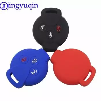 jingyuqin пульт дистанционного управления 3 кнопки силиконовый чехол для автомобильного ключа чехол для Benz Smart Car City Roadster два четыре оболочки кожа защита чёрный