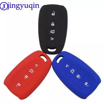 jingyuqin пульт дистанционного управления 4 кнопки силиконовый автомобильный брелок чехол держатель капота защитный комплект оболочка кожа для Chevrolet Tracker Cruze чёрный