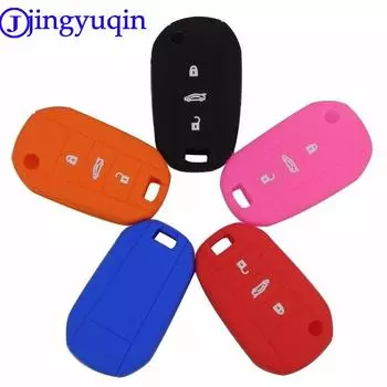 jingyuqin Silicone 3 Buttons Flip Car Key Case Cover For Peugeot 208 508 2008 For Citroen C4L CACTUS C5 C3 C6 C8 Picasso Xsara чёрный