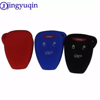 jingyuqin Silicone 4 Buttons Remote Key Case Cover For Dodge Charger Durango Magnum Chrysler 300 Aspen Jeep Commander Grand чёрный
