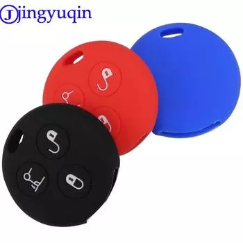 jingyuqin силиконовый чехол для дистанционного ключа автомобиля для Benz Smart City Fortwo Roadster 3-кнопочный держатель ключа чёрный