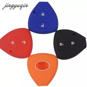 Jingyuqin силиконовый чехол для ключей с 2 кнопками для Toyota Corolla Hilux Vitz Rav4 Aqua Camry Highlander Land Cruiser Pardo защита автомобильного ключа чёрный