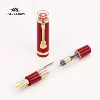 Jinhao 1935 перьевая ручка дворец-музей красный и прозрачный корпус гитарный зажим звездочка M перо для офиса фирменная школа