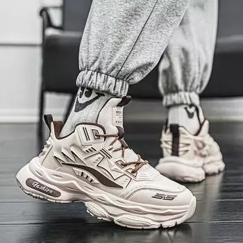 Jinjiang autumn and winter new men s high-top platform dad shoes large size leather surface casual mecha shoes live sports men s shoes 39