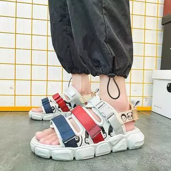 Jinjiang cold sticky popular sandals sandals men s summer wear non-slip and deodorant sports thick soles, beach cool slippers 39 бежевый