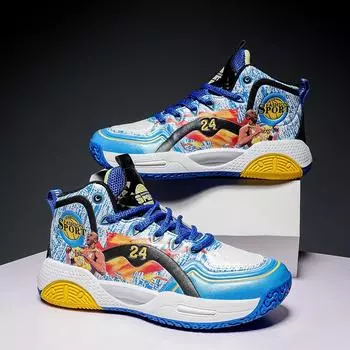Jinjiang leather model autumn and winter children s basketball shoes student boys student training sports shoes factory can 31 сапфировый
