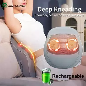 Jinkairui беспроводной массажер для спины с подогревом 3D разминающая массажная подушка для шеи для плеч и ног портативный стресс релаксация дома в офисе