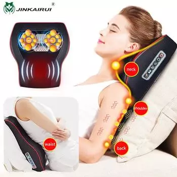 Jinkairui Electric Neck Massage Pillow Traction Body Massager Pillow with Heating Vibration Massage