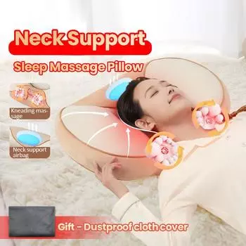 Jinkairui Massage Pillow Sleep Neck Massager Kneading Heating Airbag Traction Massage Machine