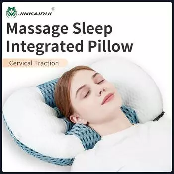 Jinkairui массажер для шеи, массажная подушка для сна, встроенная подушка с подогревом, разминающая подушка безопасности, тяговая массажная подушка, снимает усталость, улучшает сон