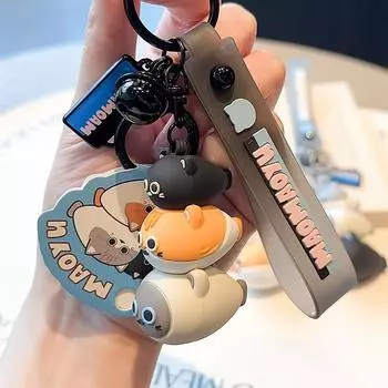 Jinnew Cat Whimsical And Fish Stack Keychain Delightful Resin Key Ring Perfect Gifts For Black Orange White