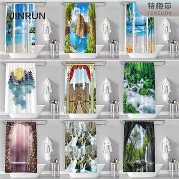 JINRUN утолщенная водонепроницаемая занавеска для ванной комнаты, устойчивая к плесени, занавеска для душа, занавеска для душевой перегородки, занавеска для душа, занавеска для ванной комнаты, бесплатная перфорация 90*180CM