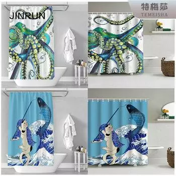 JINRUN утолщенная водонепроницаемая занавеска для ванной комнаты, устойчивая к плесени, занавеска для душа, занавеска для душевой перегородки, занавеска для душа, занавеска для ванной комнаты, бесплатная перфорация 90*180CM