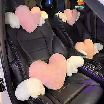 JINSERTA подголовник автомобиля в форме сердца, плюшевая подушка для шеи, подушка для спинки сиденья, подушка для поясничной поддержки, универсальная автомобильная подушка Headrest