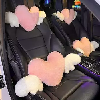 JINSERTA подголовник автомобиля в форме сердца, плюшевая подушка для шеи, подушка для спинки сиденья, подушка для поясничной поддержки, универсальная автомобильная подушка Headrest