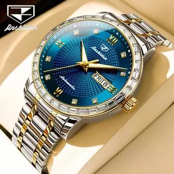 JINSHIDUN брендовые деловые автоматические механические часы с бриллиантами, мужские деловые водонепроницаемые мужские часы, мужские часы
