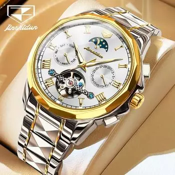 JINSHIDUN новые мужские часы для бизнеса и отдыха, водонепроницаемые светящиеся многофункциональные механические часы с турбийоном, мужские часы
