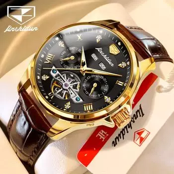 JINSHIDUN Новые мужские часы для бизнеса и отдыха Tusso Многофункциональный полностью автоматический механический комплекс Высококачественные часы Высококачественные часы