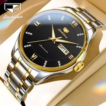 JINSHIDUN Новые мужские часы для бизнеса и отдыха, элегантные деловые, простые водонепроницаемые светящиеся механические часы, элитные мужские часы