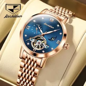 JINSHIDUN новые женские часы для бизнеса и отдыха, модные полые многофункциональные механические часы, светящиеся женские часы высокого класса