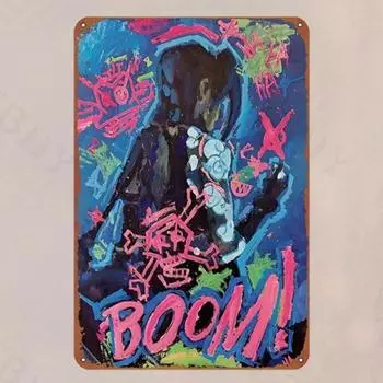 Jinx Explosion Mystery Inspired Metal Wall Art Толстый Железный Алюминий Предварительно Просверленный Легко Подвешиваемый Водонепроницаемый Коррозионный Домашний Декор 20x30cm белый