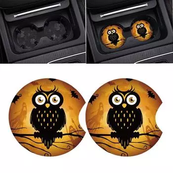 JINXU 2 шт. Сова летучая мышь Хэллоуин автомобиль противоскользящий коврик для чашки воды слот подстаканник украшение салона автомобиля Стайлинг 2pcs