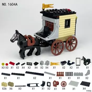 Jinzhi Royal Carriage, Horse Robe, Gun Barrel, Prisoner Cart Series, Small Particle Assembled Model Building Block Toy See details page