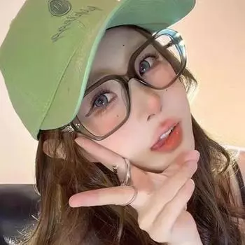 Jinzhini Black-Framed Glasses, Large-Framed Men, Small Faces, Thin, Anti-Blue Light, Plain Glasses, Women