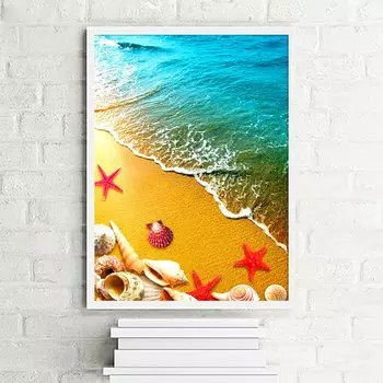 JISHSHAY 5D Алмазная мозаика Искусство Песчаный пляж Алмазная живопись Алмазная живопись Мозаика Бусины Полный тип пасты Бисерное искусство Бисерная живопись 5D Ручная работа Милая