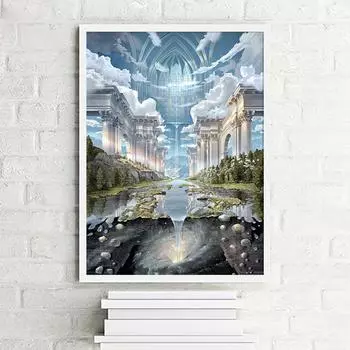 JISHSHAY 5D Алмазное искусство Алмазная живопись Архитектурный пейзаж Мозаика Искусство Алмазная живопись Набор Мозаичные бусины Полный тип пасты Бисерное искусство Бисерная живопись