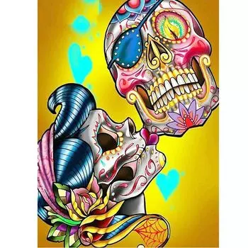 JISHSHAY Diamond Art Kit 30x40 см Diamond Art Skull Art 5D Diamond Art Advanced Beads Art Halloween DIY Diamond Art Skull Color Painting Handmade Kit