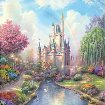 JISHSHAY Diamond Art Kit 40x40 см Diamond Art Castle Bead Art Landscape 5D Diamond Art Rainbow Популярная алмазная живопись для начинающих DIY Diamond Art