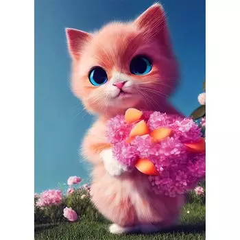 JISHSHAY Diamond Art Kit Beginner 30x40 см Diamond Art Cat Популярный бисерный арт-кот 5D Diamond Art Animal Diamond Painting Cat Diamond Art Flower Set