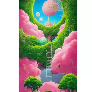 JISHSHAY Diamond Art Square Beads 40x60 см Diamond Art Castle Bead Art Dream Castle 5D Diamond Art Pink Castle Handicraft Kit DIY Diamond Painting