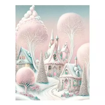 JISHSHAY Набор для алмазной живописи для начинающих 40x50 см. Алмазная живопись, замок, бисерное искусство, розовый замок, 5D алмазная живопись, снежный набор для рукоделия, хижина, алмазная живопись, розовый, своими руками